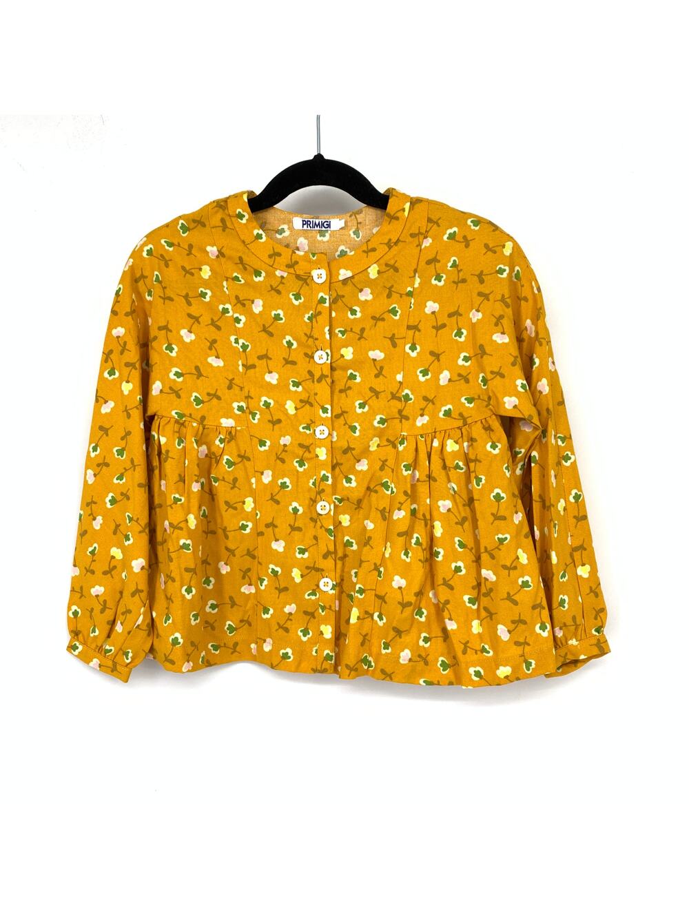 Primigi Golden Yellow Long Sleeve Top Girls Size 4 Button Front